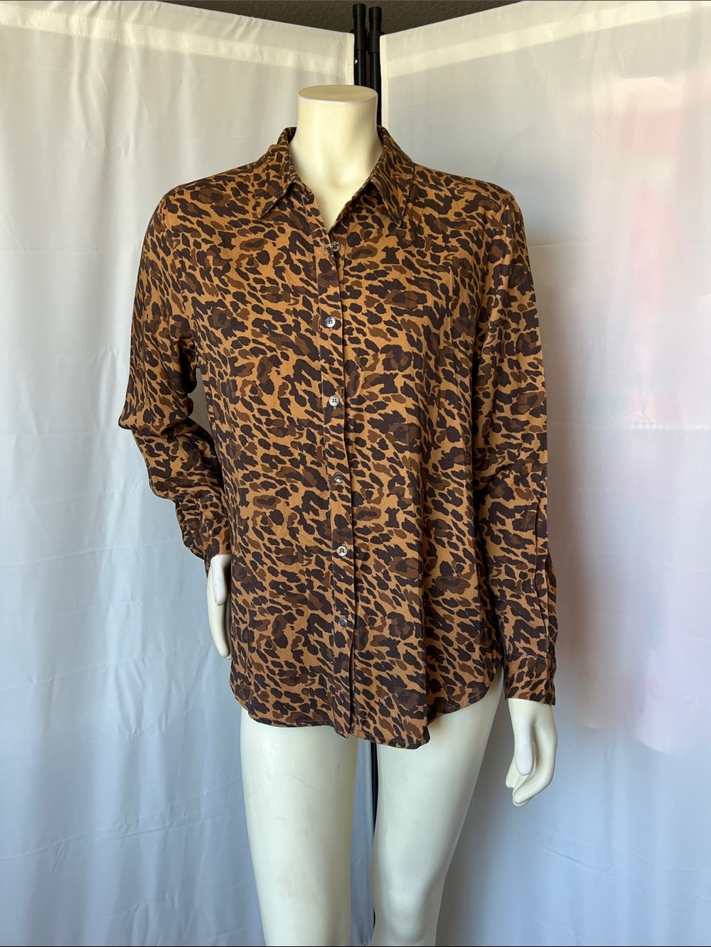 NWT FRNCH Leopard-Print Button Down Shirt